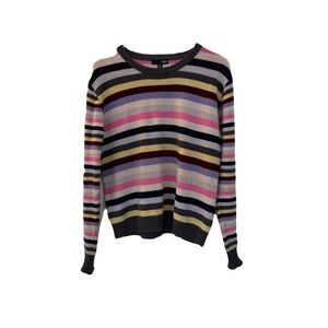 Women's Aqua Brand Cashmere Striped Crewneck Sweater, Size‎ M